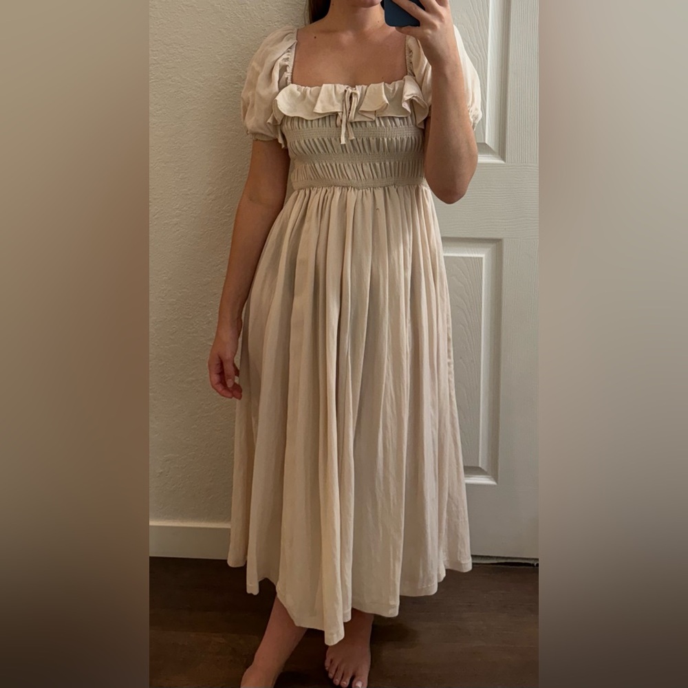 Morning Lavender smocked midi dress